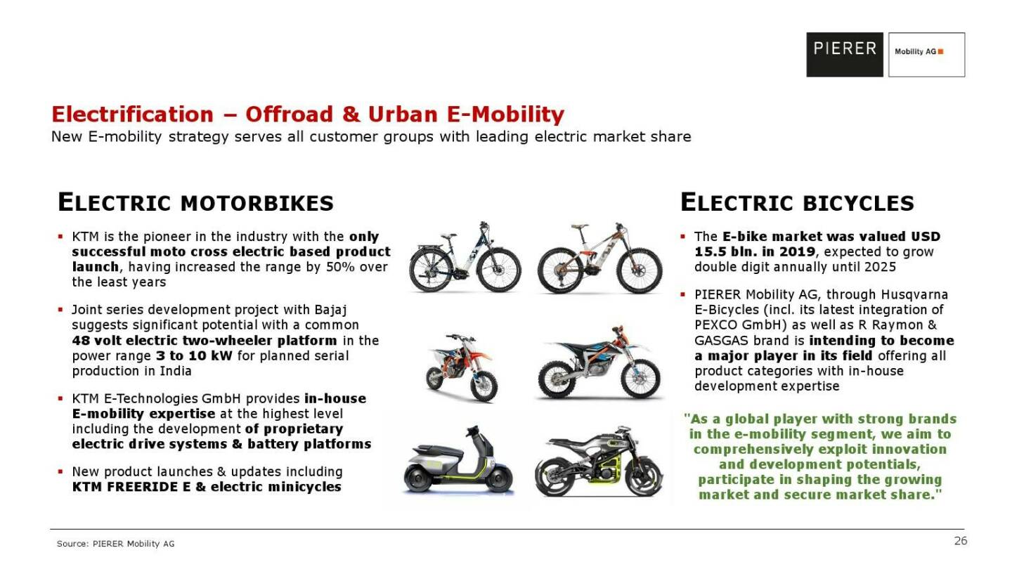 Pierer Mobility - Electrification- Offroad & urban e-mobility