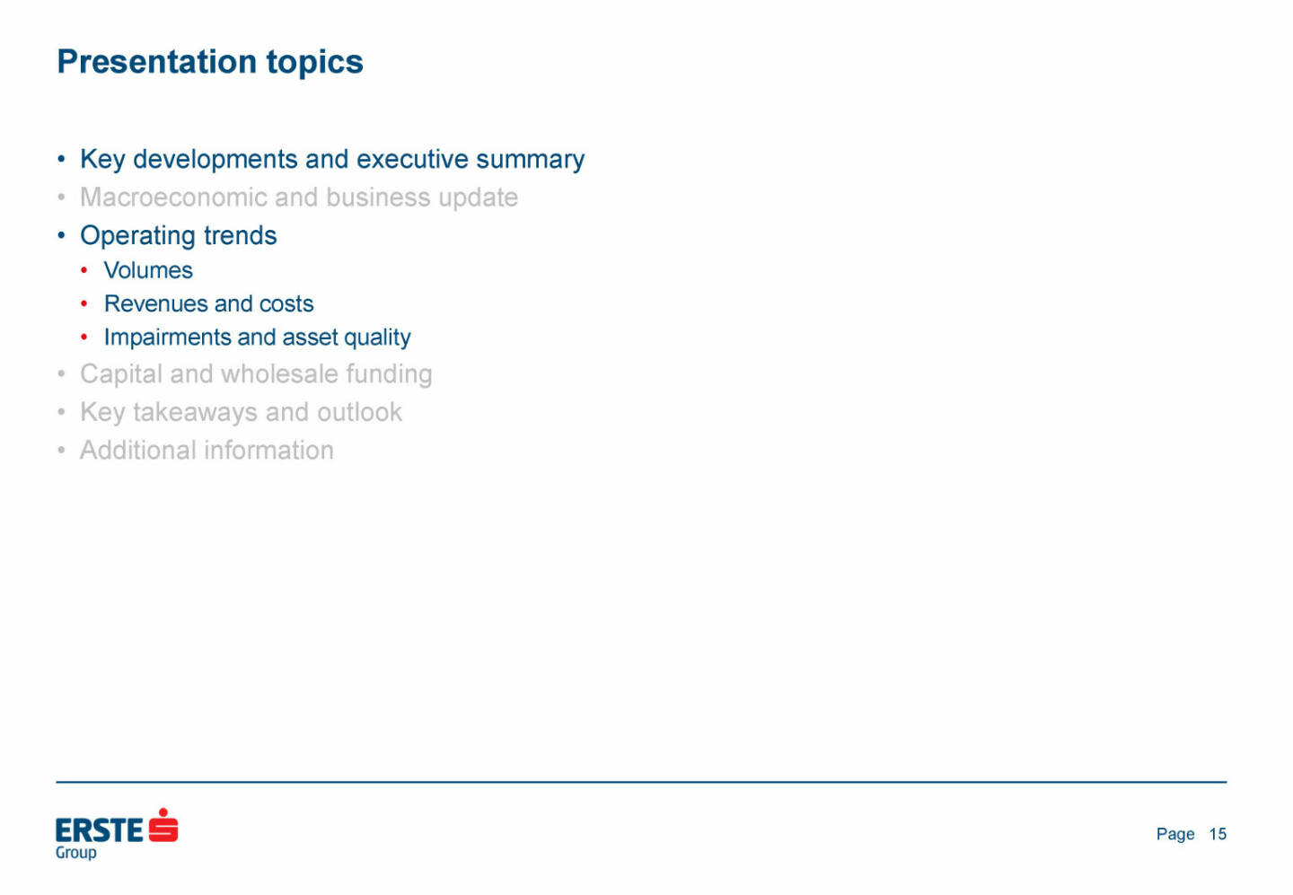 Erste Group - Operating trends