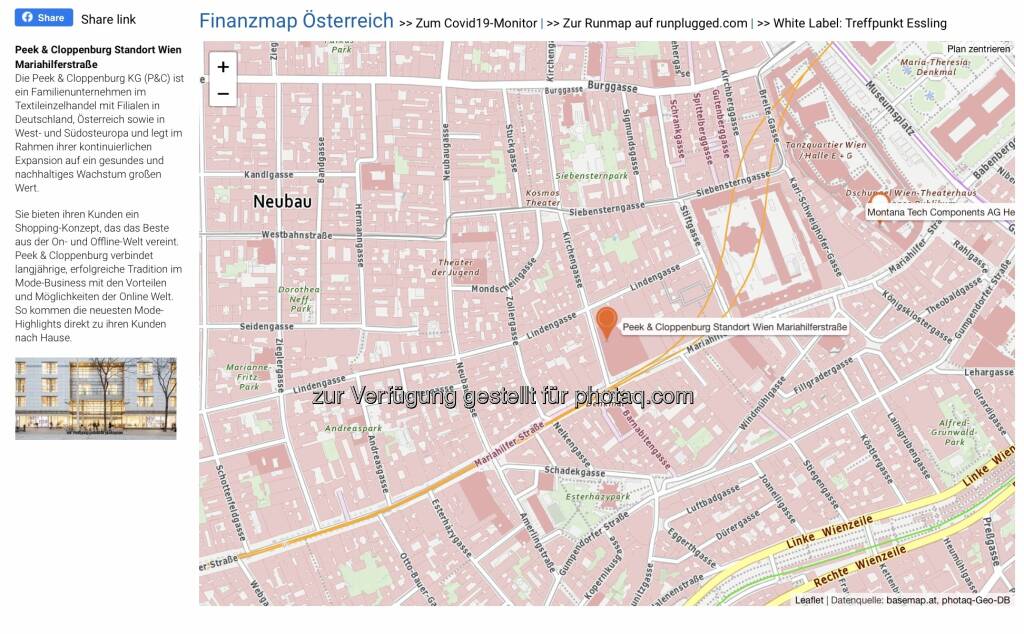 Peek & Cloppenburg Standort Wien Mariahilferstraße auf http://www.boerse-social.com/finanzmap (27.05.2021) 