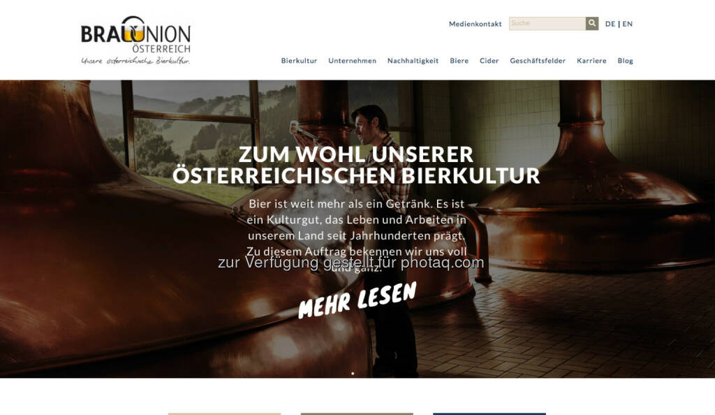 Brau Union Österreich (Bild: Screenshot Homepage Brau Union Mai 2021) (30.05.2021) 