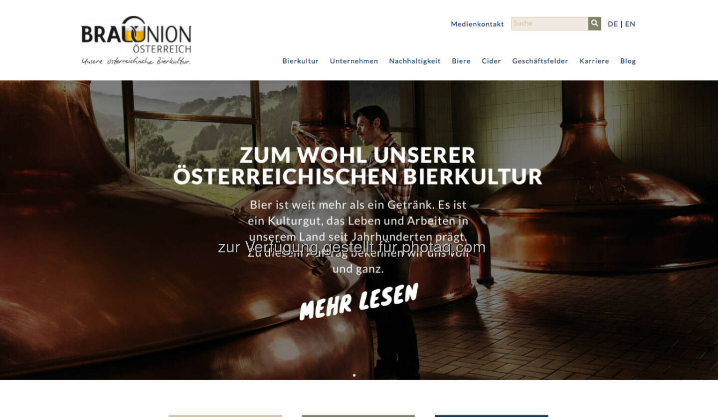 Brau Union Österreich (Bild: Screenshot Homepage Brau Union Mai 2021)