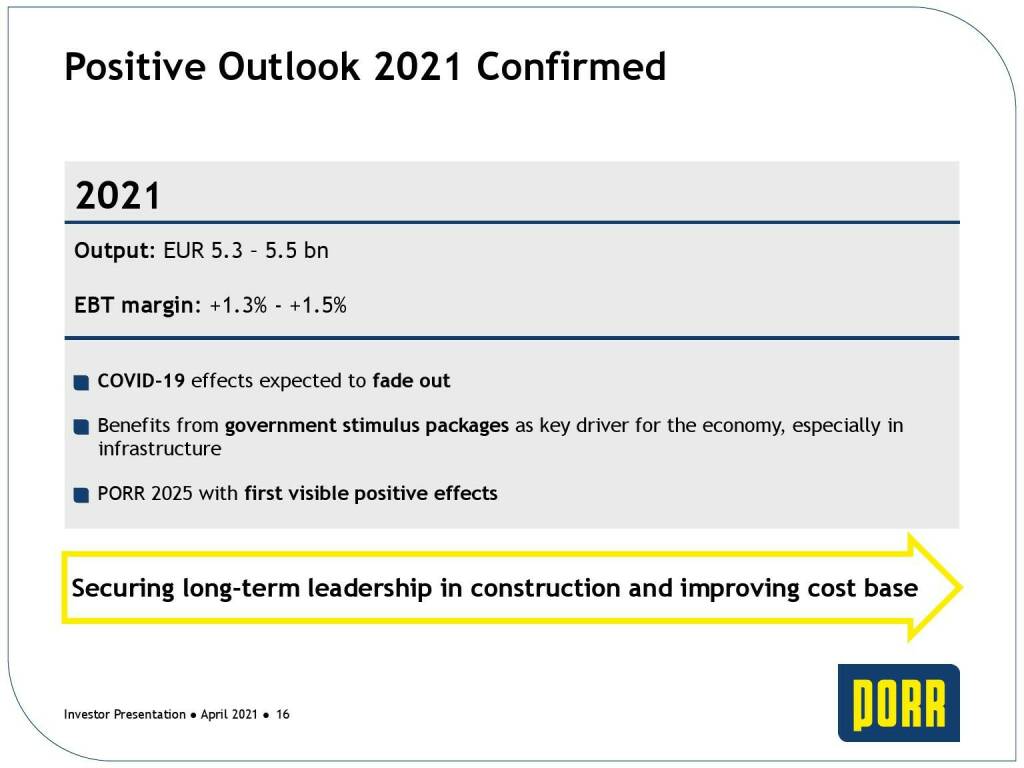 Porr - Positive outlook 2021 confirmed (31.05.2021) 