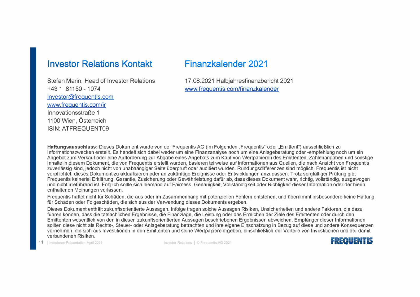 Frequentis - Investor Relations Kontakt