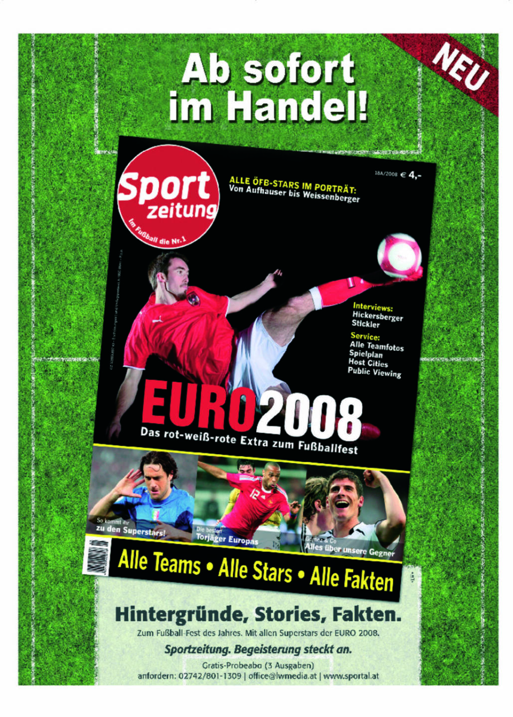 Sportzeitung - Sport Woche Anzeigen Euro 2008