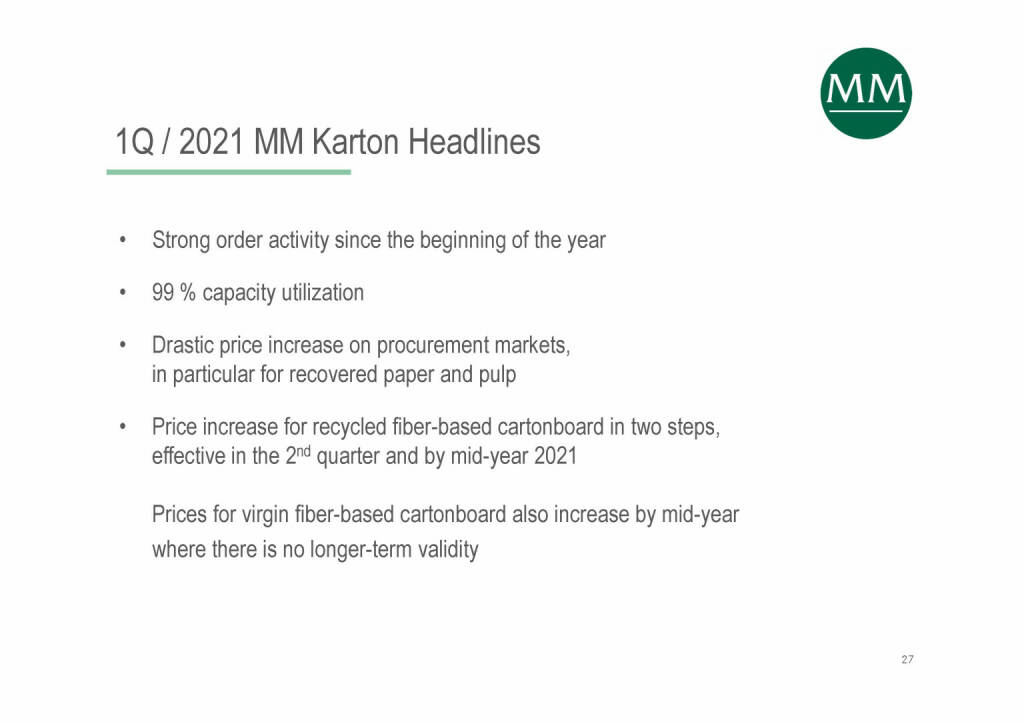 Mayr-Melnhof - 1Q / 2021 MM Karton Headlines (07.06.2021) 