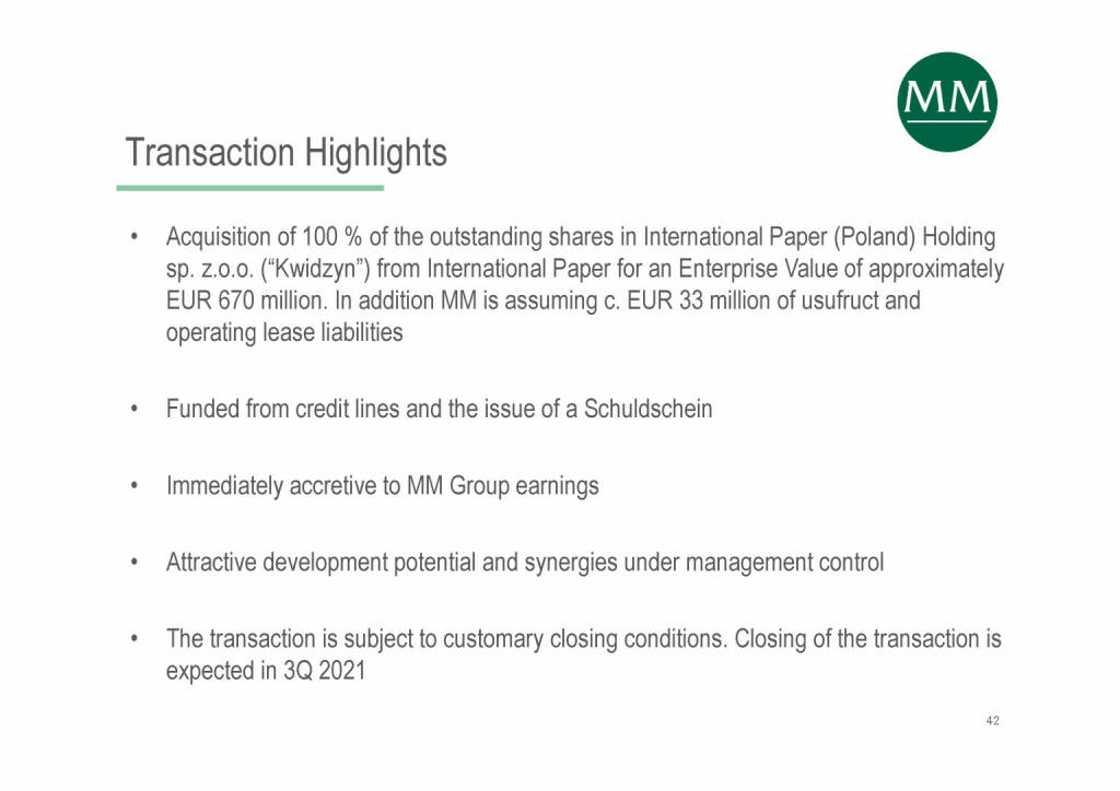 Mayr-Melnhof - Transaction Highlights (07.06.2021) 