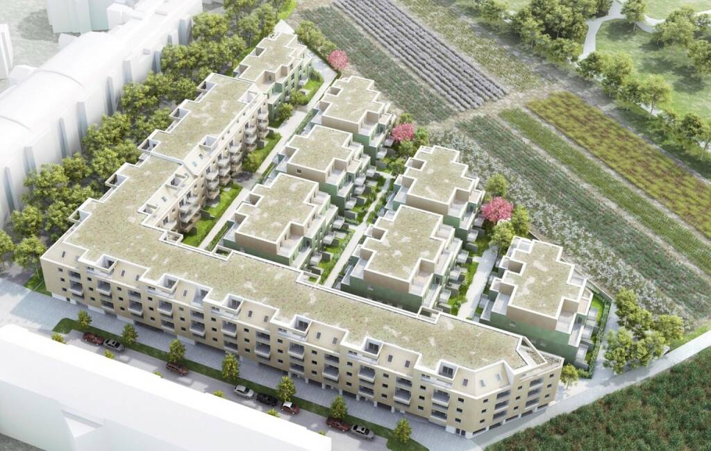 ERSTE Immobilien KAG investiert 68 Millionen Euro in nachhaltige Wohnhausanlage in Wien-Simmering mit Energie aus Erdwärme, Rendering Rosa-Jochmann_Ring 12 © schreinerkastl.at (14.06.2021) 
