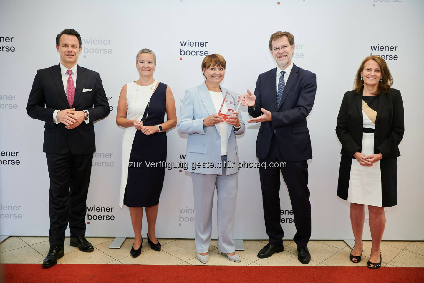 Christoph Boschan, Angelika Sommer-Hemetsberger, Herta Stockbauer (BKS Bank), Andreas Zakostelsky (VÖNIX-Beirat), Andrea Herrmann - Wiener Börse Preis 2021