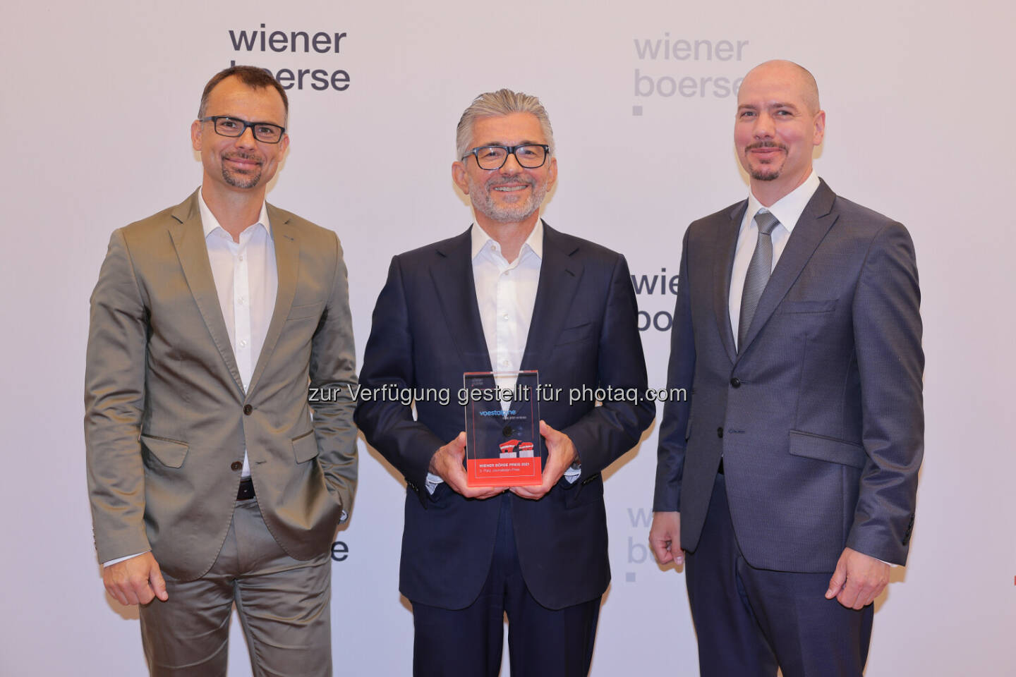 voestalpine: Peter Felsbach (Communication), CEO Herbert Eibensteiner, IRO Peter Fleischer, - Wiener Börse Preis 2021