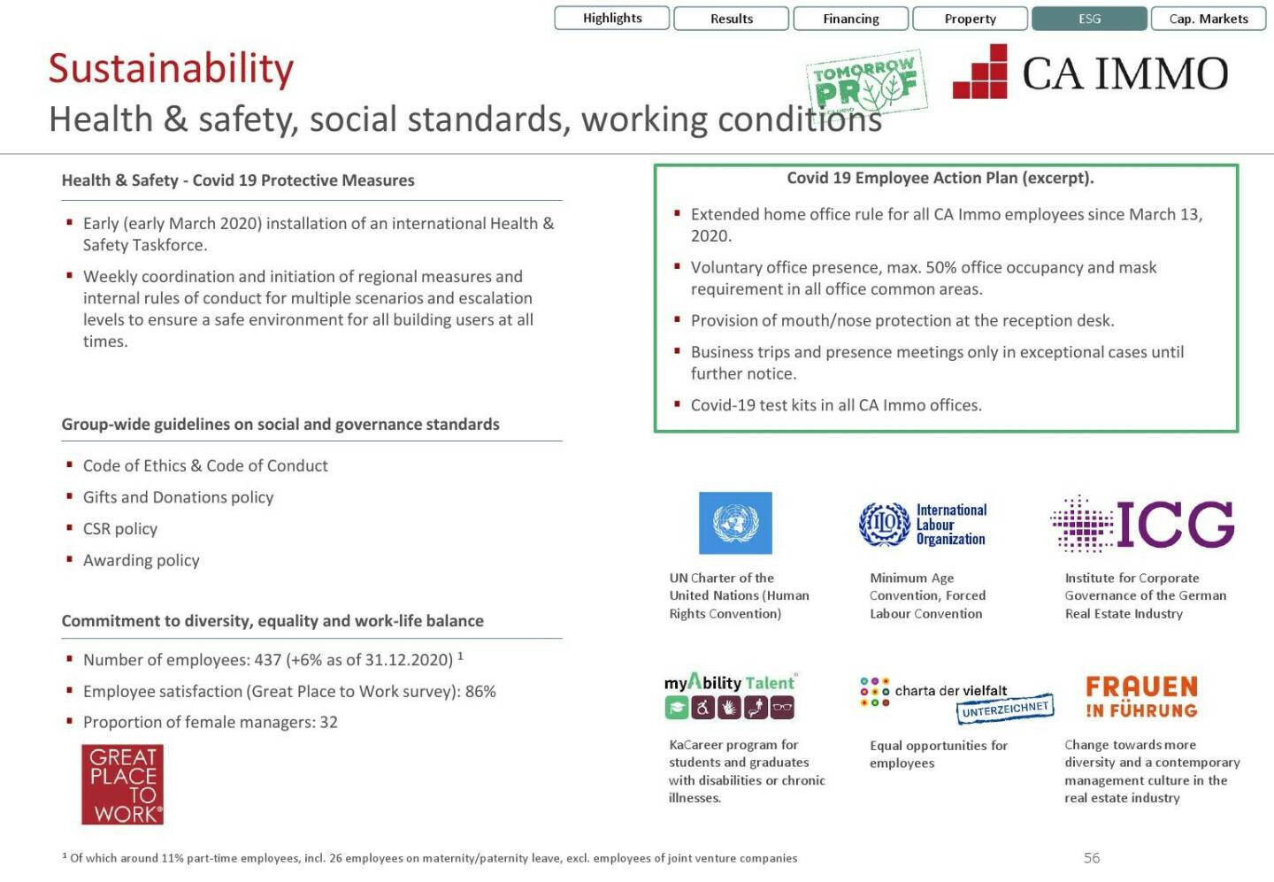 CA Immo - Health & safety, social standards, working conditions