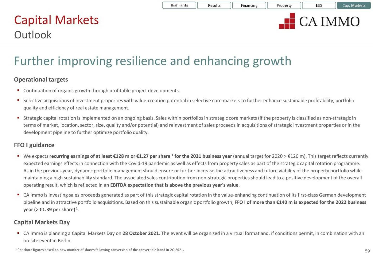 CA Immo - Capital Markets, Outlook