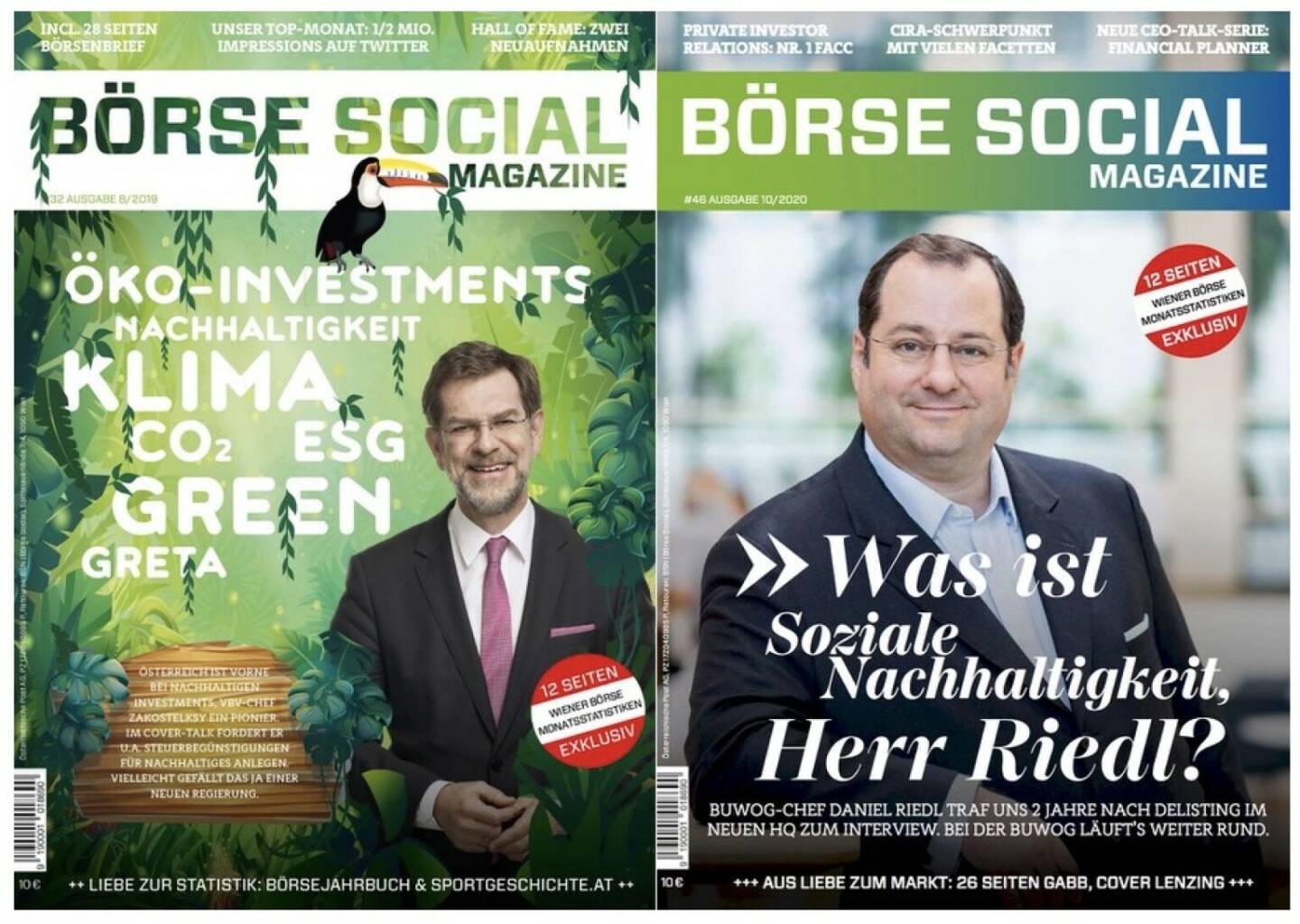 Die Nachaltigkeitsausgaben des Börse Social Magazine 2019 und 2020