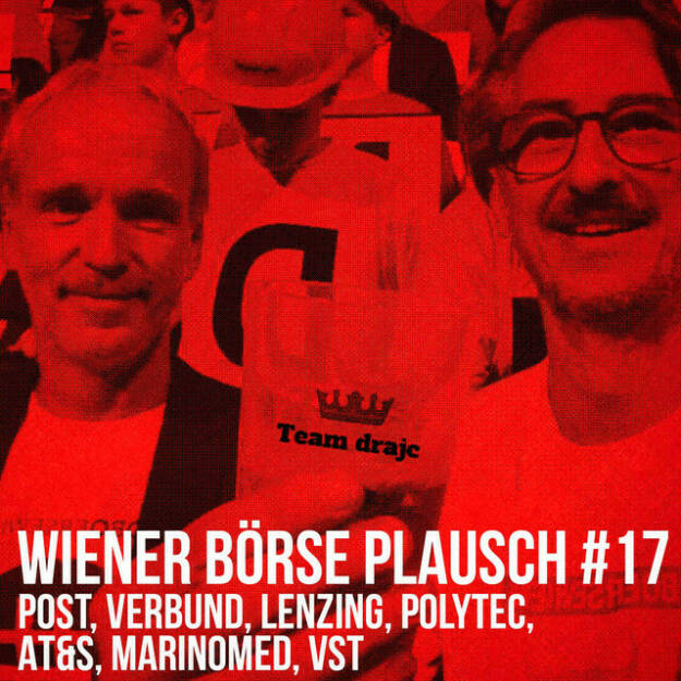 https://open.spotify.com/episode/1KqFDR1XSrhdswaL8gC2Yc
Wiener Börse Plausch #17: Post, Verbund, Lenzing, Polytec, AT&S, Marinomed, VST - Team drajc, das sind die Börse Social Network Eigentümer Christian Drastil und Josef Chladek, quatscht in „Wiener Börse Plausch #17 wieder über das aktuelle Geschehen in Wien. Gesprochen wird heute über Post, Verbund, Lenzing, Polytec, die Freude über Porr, die Erledigung bei AT&S, die Fans von Marinomed sowie ein Update zu VST. Introducing the red telephone.  Die November-Folgen vom Wiener Börse Plausch sind präsentiert von der Rosinger Group, die sich mit einem Angebot an Listing-Interessierte UnternehmerInnen richtet und einen Rekord im Rosgix feiern kann.   Verlinkt werden: Austrian Audio Worldwide Roadshow der Polytec: http://www.boersenradio.at .  Risikohinweis: Die hier veröffentlichten Gedanken sind weder als Empfehlung noch als ein Angebot oder eine Aufforderung zum An- oder Verkauf von Finanzinstrumenten zu verstehen und sollen auch nicht so verstanden werden. Sie stellen lediglich die persönliche Meinung der Podcastmacher dar. Der Handel mit Finanzprodukten unterliegt einem Risiko. Sie können Ihr eingesetztes Kapital verlieren. (15.11.2021) 