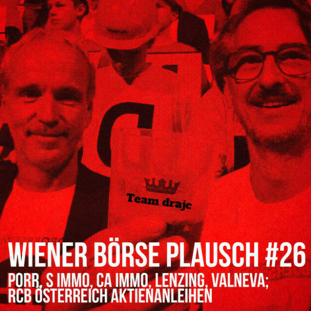 https://open.spotify.com/episode/51pl5GIW1vVFO5yh0DtWux
Wiener Börse Plausch #26: Porr, S Immo, CA Immo, Lenzing, Valneva; RCB Österreich Aktienanleihen - <br>Wiener Börse Plausch #26: Porr, S Immo, CA Immo, Lenzing, Valneva; RCB Österreich Aktienanleihen
<p>Team drajc, das sind die Börse Social Network Eigentümer Christian Drastil und Josef Chladek, quatscht in Wiener Börse Plausch #26 wieder über das aktuelle Geschehen in Wien. Aktienseitig geht es um <strong>Porr</strong>, <strong>S Immo</strong>, <strong>CA Immo</strong>, <strong>Lenzing</strong>, <strong>Valneva</strong>, dazu um <strong>RCB Österreich</strong> Aktienanleihen, einen Stadtpark-Besuch und Adventkalender.</p>
<p>Impfstoffüberblick incl. Valneva auf Handelsblatt today: <a href=https://open.spotify.com/episode/7D3VnTL4odKJ3Skq2JjukL>https://open.spotify.com/episode/7D3VnTL4odKJ3Skq2JjukL</a>
CIRA-Adventkalender: <a href=https://youtu.be/nz0BZ2MyHCw>https://youtu.be/nz0BZ2MyHCw</a>
Lieblingssachen von dra: <a href=https://photaq.com/page/index/3994/>https://photaq.com/page/index/3994/</a></p>
<p><em>Die Dezember-Folgen vom Wiener Börse Plausch sind präsentiert von der <strong>Rosinger Group</strong>, die sich mit einem Angebot an Listing-Interessierte UnternehmerInnen richtet.</em></p>
<p><em><strong>Risikohinweis:</strong> Die hier veröffentlichten Gedanken sind weder als Empfehlung noch als ein Angebot oder eine Aufforderung zum An- oder Verkauf von Finanzinstrumenten zu verstehen und sollen auch nicht so verstanden werden. Sie stellen lediglich die persönliche Meinung der Podcastmacher dar. Der Handel mit Finanzprod ukten unterliegt einem Risiko. Sie können Ihr eingesetztes Kapital verlieren.</em></p> (01.12.2021) 