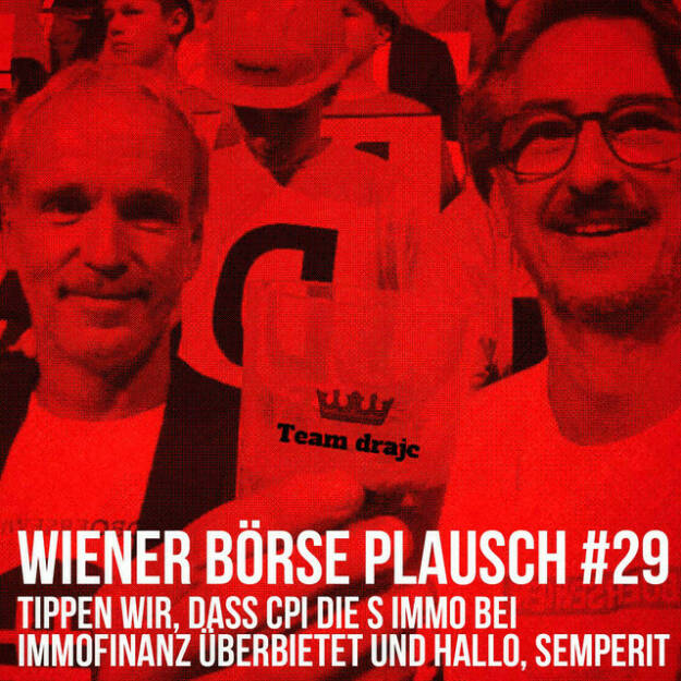 https://open.spotify.com/episode/4vC5sasS1GV47qVFWS2EmU
Wiener Börse Plausch #29: Tippen wir, dass CPI die S Immo bei Immofinanz überbietet und Hallo, Semperit - <br><p>Team drajc, das sind die Börse Social Network Eigentümer Christian Drastil und Josef Chladek, quatscht in Wiener Börse Plausch #29  wieder über das aktuelle Geschehen in Wien. Aktienseitig geht es vor allem das neue Top-Thema <strong>Immofinanz</strong> / <strong>CPI</strong> / <strong>S Immo</strong>, weiters <strong>Andritz</strong>, <strong>Semperit</strong> und die Tennis-Regierung. </p>
<p><em>Die Dezember-Folgen vom Wiener Börse Plausch sind präsentiert von der <strong>Rosinger Group</strong>, die sich mit einem Angebot an Listing-Interessierte UnternehmerInnen richtet und einen Rekord im Rosgix feiern kann.</em></p>
<p><em><strong>Risikohinweis</strong>: Die hier veröffentlichten Gedanken sind weder als Empfehlung noch als ein Angebot oder eine Aufforderung zum An- oder Verkauf von Finanzinstrumenten zu verstehen und sollen auch nicht so verstanden werden. Sie stellen lediglich die persönliche Meinung der Podcastmacher dar. Der Handel mit Finanzprod ukten unterliegt einem Risiko. Sie können Ihr eingesetztes Kapital verlieren.</em></p> (06.12.2021) 