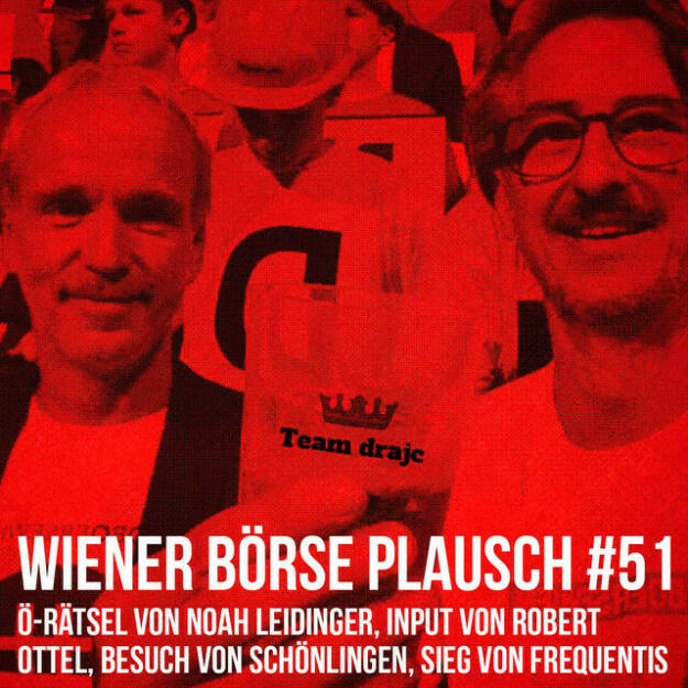 https://open.spotify.com/episode/0GwoslJLDfNc1lgptCy1CA
Wiener Börse Plausch #51: Ö-Rätsel von Noah Leidinger, Input von Robert Ottel, Besuch von Schönlingen, Sieg Frequentis - <br><p>Team drajc, das sind die Börse Social Network Eigentümer Christian Drastil und Josef Chladek, quatscht in Wiener Börse Plausch #51 wieder über das aktuelle Geschehen in Wien. Heute geht es um <strong>Andritz</strong>, einen Antritt mit Hallo <strong>Semperit</strong>, ein Österreich-Rätsel von <strong>Noah Leidinger</strong>, einen <strong>Frequentis</strong>-Sieg sowie Input von u.a. <strong>Robert Ottel</strong>.</p>
<p>Erwähnt werden: </p>
<ul>
<li>Rosenbauer-Schönlinge vor dem Office: <a href=https://photaq.com/page/pic/90670/rosenbauer_fahrzeuge_direkt_vor_unserem_office_auf_der_spitt>https://photaq.com/page/pic/90670/rosenbauer_fahrzeuge_direkt_vor_unserem_office_auf_der_spitt</a> </li>
<li>Noah Leidinger und das Rätsel zu Österreich: <a href=https://open.spotify.com/episode/5C643W0Vl7eUpOEHHEGpM0>https://open.spotify.com/episode/5C643W0Vl7eUpOEHHEGpM0</a> </li>
</ul>
<p><em>Die Jänner-Folgen vom Wiener Börse Plausch sind präsentiert von <strong>Wienerberger</strong>, <strong>CEO Heimo Scheuch</strong> hat sich im Q4 ebenfalls unter die Podcaster gemischt: <a href=https://open.spotify.com/show/5D4Gz8bpAYNAI6tg7H695E>https://open.spotify.com/show/5D4Gz8bpAYNAI6tg7H695E</a> .</em></p>
<p>_<strong>Risikohinweis</strong>: Die hier veröffentlichten Gedanken sind weder als Empfehlung noch als ein Angebot oder eine Aufforderung zum An- oder Verkauf von Finanzinstrumenten zu verstehen und sollen auch nicht so verstanden werden. Sie stellen lediglich die persönliche Meinung der Podcastmacher dar. Der Handel mit Finanzprod ukten unterliegt einem Risiko. Sie können Ihr eingesetztes Kapital verlieren.
_</p> (11.01.2022) 