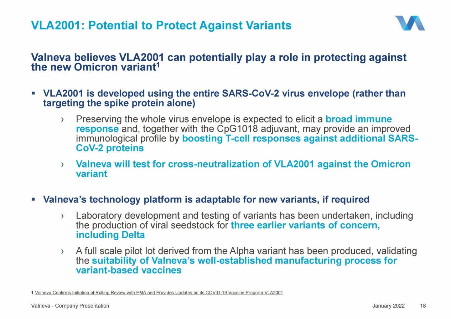 Valneva - VLA2001: Potential to Protect Against Variants