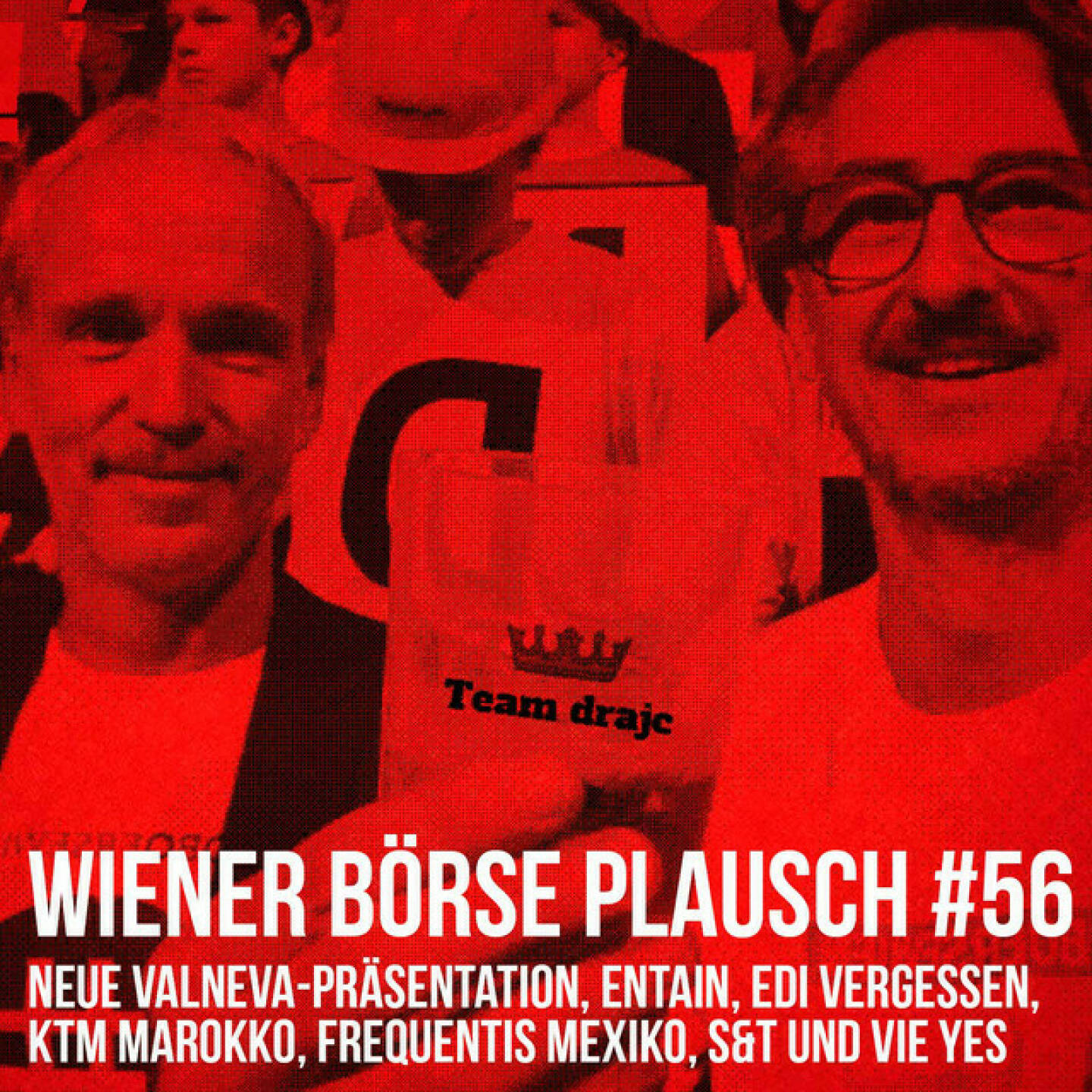 https://open.spotify.com/episode/4UWaRG56kJc5h3MERZ0wTo
Wiener Börse Plausch #56: Neue Valneva-Präsentation, Entain, Edi vergessen, KTM Marokko, Frequentis Mexiko, S&T und VIE - <p>Team drajc, das sind die Börse Social Network Eigentümer Christian Drastil und Josef Chladek, quatscht in Wiener Börse Plausch #56 wieder über das aktuelle Geschehen in Wien. Heute reden wir über eine neue <strong>Valneva-Präsentation,</strong> einen neuen <strong>bwin</strong>-Namen, einen vergessenen Eduard, <strong>KTM</strong> in Marokko, <strong>Frequentis</strong> in Mexiko, <strong>Flughafen-Ausblick</strong>, belohnte <strong>S&T</strong>-Kauflaune, <strong>VIG</strong>-Volumen.</p>
<p>_Erwähnt werden: </p>
<p>Valneva in der Austrian Visual Worldwide Roadshow: <a href=https://boerse-social.com/austrianworldwideroadshow>https://boerse-social.com/austrianworldwideroadshow</a></p>
<p>Marokko Wirtschaftsdelegierte Eva Frei erwähnt KTM 
<a href=https://open.spotify.com/episode/0u9ifgeTmejw9lnHCdcl6u>https://open.spotify.com/episode/0u9ifgeTmejw9lnHCdcl6u</a></p>
<p>Mexiko Wirtschaftsdelegierte Nella Hengstler erwähnt Frequentis
<a href=https://open.spotify.com/episode/1TSPb4ulWKNtCiHzrqeknQ>https://open.spotify.com/episode/1TSPb4ulWKNtCiHzrqeknQ</a>
_</p>
<p><em>Die Jänner-Folgen vom Wiener Börse Plausch sind präsentiert von <strong>Wienerberger</strong>, <strong>CEO Heimo Scheuch</strong> hat sich im Q4 ebenfalls unter die Podcaster gemischt: <a href=https://open.spotify.com/show/5D4Gz8bpAYNAI6tg7H695E>https://open.spotify.com/show/5D4Gz8bpAYNAI6tg7H695E</a> .</em></p>
<p><em><strong>Risikohinweis</strong>: Die hier veröffentlichten Gedanken sind weder als Empfehlung noch als ein Angebot oder eine Aufforderung zum An- oder Verkauf von Finanzinstrumenten zu verstehen und sollen auch nicht so verstanden werden. Sie stellen lediglich die persönliche Meinung der Podcastmacher dar. Der Handel mit Finanzprod ukten unterliegt einem Risiko. Sie können Ihr eingesetztes Kapital verlieren.</em></p>