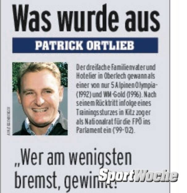 02.02.2022: 30 Jahre ist es her, dass #patrickortlieb seine #olympia1992 #goldene in der #herrenabfahrt in @schoenes_frankreich holte. Er wurde 1992 auch der @sporthilfe.at #sportlerdesjahres #oesv @olympic_team_austria @ninaortlieb #downhill #faxe , © Bilder aus der SportWoche (02.02.2022) 