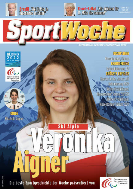 Veronika Aigner - Disziplinen Riesentorlauf, Slalom, Behinderung: Sehbehinderung, B2, Größte Erfolge Sportlerin des Jahres mit Behinderung 2020, Kleine Kristallkugel Riesentorlauf Saison 2020/21, Kleine Kristallkugel Riesentorlauf Saison 2020

 (18.02.2022) 