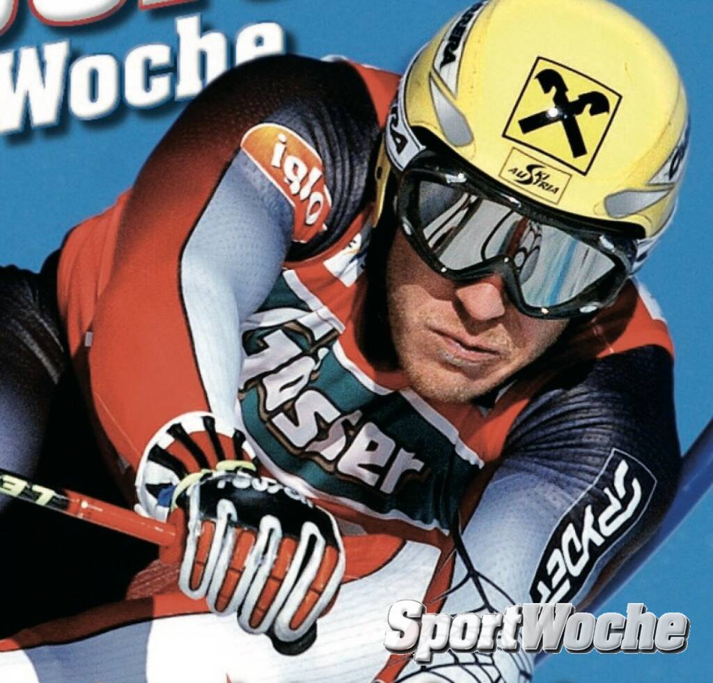 23.02.2022: Heute vor 25 Jahren feierte the #goat #hermannmaier im #superg von @garmischpartenkirchen_official den 1. seiner gesamt 54 #weltcupsiege , © Bilder aus der SportWoche (23.02.2022) 