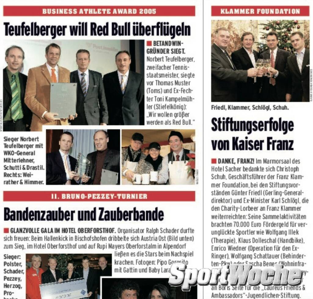 12.03.2022: Heute vor 26 Jahren wurde #karlschlögl Staatssekretär für Sport im #bundeskanzleramt, auf dieser alten #sportwoche - Seite ist er rechts oben drauf. links oben bin ich mit #norbertteufelberger , #reinholdmitterlehner und #antonschutti @sporthilfe.at beim #businessathleteaward 2005 , © Bilder aus der SportWoche (12.03.2022) 