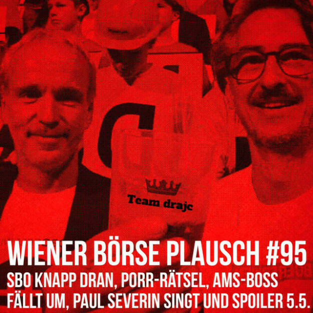 https://open.spotify.com/episode/6KFaBOK55DFfKfAtXM0b9F
Wiener Börse Plausch #95: SBO knapp dran, Porr-Rätsel, ams-Boss fällt um, Paul Severin singt und Spoiler 5.5. - <p>Team drajc, das sind die Börse Social Network Eigentümer Christian Drastil und Josef Chladek, quatscht im Wiener Börse Plausch #95 auch heute mit einem dra-Solo: SBO-CEO Gerald Grohmann greift nach einem Wanderpokal. Weitere grosse Insiderkäufe bei Wienerberger, 2x Ciao im direct market, ein Porr-Rätsel, dazu Paul Severin mit witzigen Inputs und einem Song, dazu eine 1. Ankündigung vom Kaptalmarktkonzert am 5.5. und Erinnerung an die erste http://www.boerse-social.com/roadshow vor 15 Jahren.</p><br/><p>Erwähnt werden:</p><br/><ul><li>Fondsmanager-Blues by Paul Severin: <a href=https://open.spotify.com/episode/5YfhNFecX2ZVchtYqcFU6F rel=nofollow>https://open.spotify.com/episode/5YfhNFecX2ZVchtYqcFU6F</a>?</li></ul><br/><p>Die 2022er-Folgen vom Wiener Börse Plausch sind präsentiert von Wienerberger, CEO Heimo Scheuch hat sich im Q4 ebenfalls unter die Podcaster gemischt: <a href=https://open.spotify.com/show/5D4Gz8bpAYNAI6tg7H695E rel=nofollow>https://open.spotify.com/show/5D4Gz8bpAYNAI6tg7H695E</a> . Co-Presenter im März ist Trockeneis-online.com, siehe auch die überarbeitete <a href=https://boersenradio.at rel=nofollow>https://boersenradio.at</a><br/>Der Theme-Song, der eigentlich schon aus dem Jänner stammt und spontan von der Rosinger Group supportet wurde: Sound &amp; Lyrics unter <a href=https://boersenradio.at/page/podcast/2734/ rel=nofollow>https://boersenradio.at/page/podcast/2734/</a> .</p><br/><p>Risikohinweis: Die hier veröffentlichten Gedanken sind weder als Empfehlung noch als ein Angebot oder eine Aufforderung zum An- oder Verkauf von Finanzinstrumenten zu verstehen und sollen auch nicht so verstanden werden. Sie stellen lediglich die persönliche Meinung der Podcastmacher dar. Der Handel mit Finanzprodukten unterliegt einem Risiko. Sie können Ihr eingesetztes Kapital verlieren.</p> (14.03.2022) 