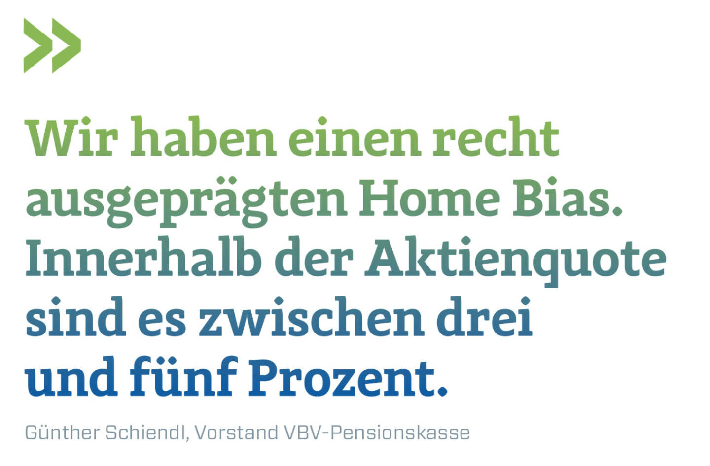 Wir haben einen recht ausgeprägten Home Bias. Innerhalb der Aktienquote sind es zwischen drei und fünf Prozent.
Günther Schiendl, Vorstand VBV-Pensionskasse 