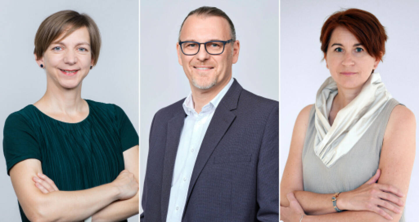 Aufgabenveränderungen bei der APA: (v.l.): Katharina Schell steigt zur stv. Chefredakteurin der APA auf, Christian Kneil ist ab sofort Head of Content Business und Birgit Egarter leitet seit 1. Mai das APA-Sportressort, Credit: APA