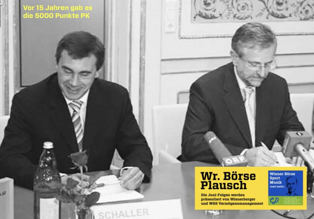 Heinrich Schaller und Wilhelm Molterer anlässlich ATX 5000 vor 15 Jahren, thematisiert in S2/65 http://www.christian-drastil.com/podcast (07.07.2022) 