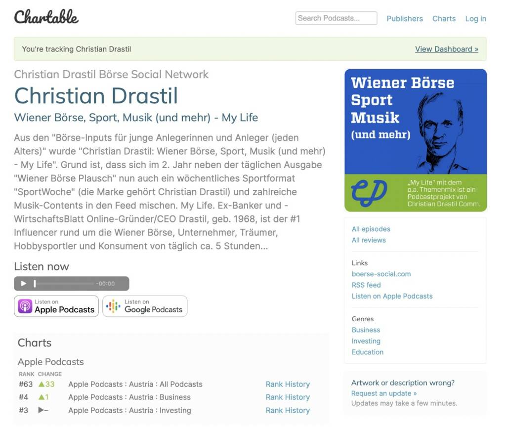 http://www.christian-drastil.com/podcast im Juli mit Spitzenplätzen in den Podcast-Charts von Apple (13.07.2022) 