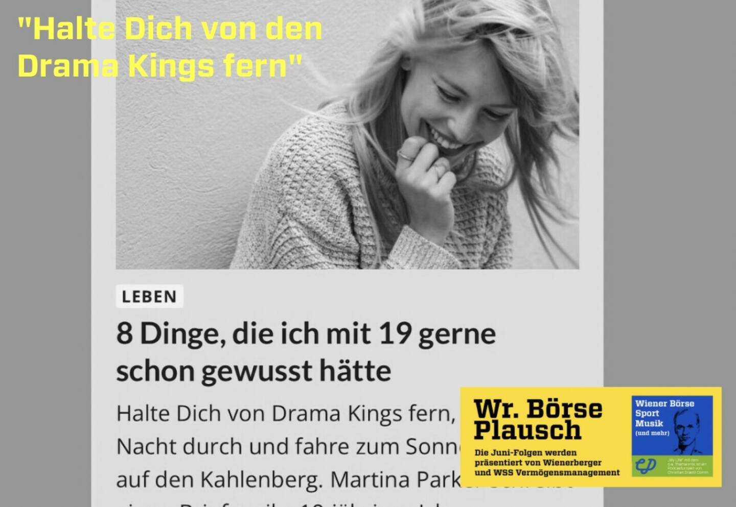 Halte Dich von den Drama Kings fern schrieb die empfehlenswerte Buchautorin Martina Parker (Tipp Zuagroast: https://www.martinaparker.com ) mal. Und Drama Kings ist ja der Name meiner Band. Zusammenhang im Wiener Börse Plausch vom 18.7. unter http://www.christian-drastil.com/podcast