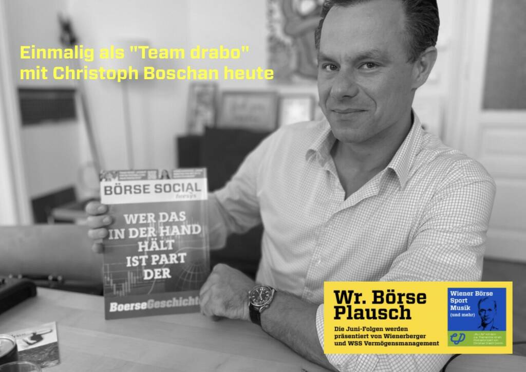 Christoph Boschan war für eine Folge von https://boersenradio.at/people zu Gast (wird 25.7. gesendet) und blieb für den Wiener Börse Plausch vom 19.7. unter http://www.christian-drastil.com/podcast am Micro (19.07.2022)
