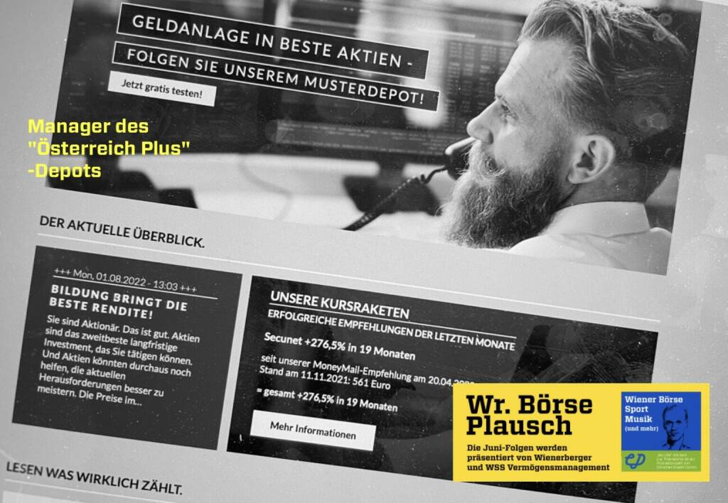 börsenwerte als Co-Presenter im August, also ab Folge S2/82 der Wiener Börse Pläusche im Rahmen von http://www.christian-drastil.com/podcast . (01.08.2022) 