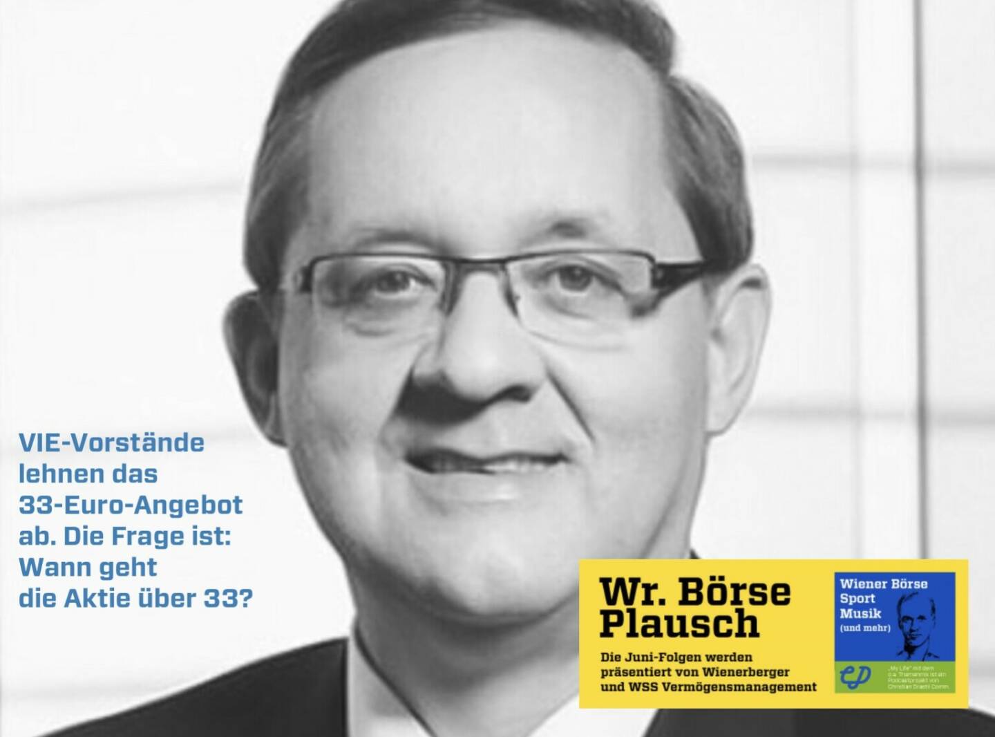 Die Flughafen Wien-Vorstände lehnen das 33-Euro-Angebot  ab. Die Frage ist: Wann geht die Aktie über 33? Mehr in Folge S2/95 der Wiener Börse Pläusche im Rahmen von http://www.christian-drastil.com/podcast .