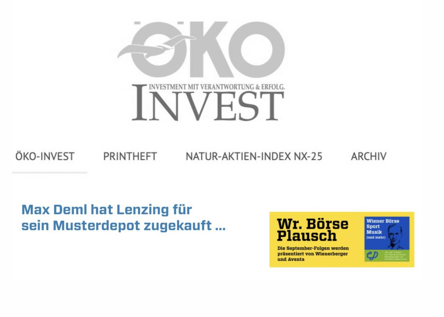 Max Deml hat Lenzing für sein Musterdepot zugekauft. Dies und mehr in Folge S3/16 der Wiener Börse Pläusche im Rahmen von http://www.christian-drastil.com/podcast . 