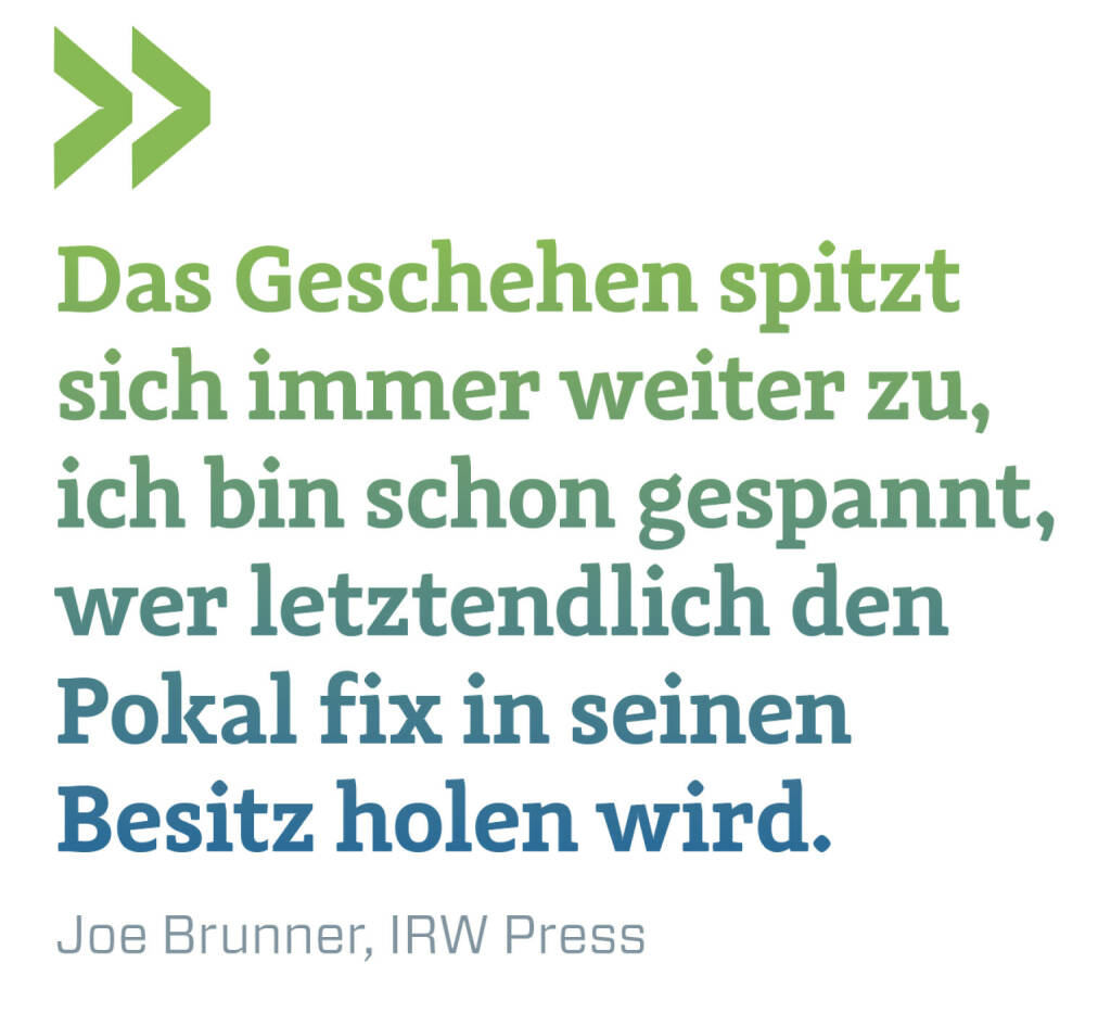 Das Geschehen spitzt sich immer weiter zu, ich bin schon gespannt, wer letztendlich den Pokal fix in seinen Besitz holen wird.
Joe Brunner, IRW Press (03.01.2023) 