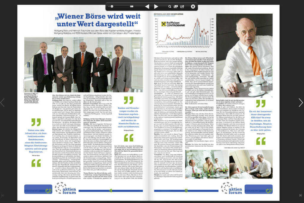 Seiten 4/5: Wiener Börse wird weit unter Wert dargestellt; Roundtable mit Wolfgang Nolz, Michael Spiss, Wolfgang Matejka und Heinrich Traumüller (02.09.2013) 