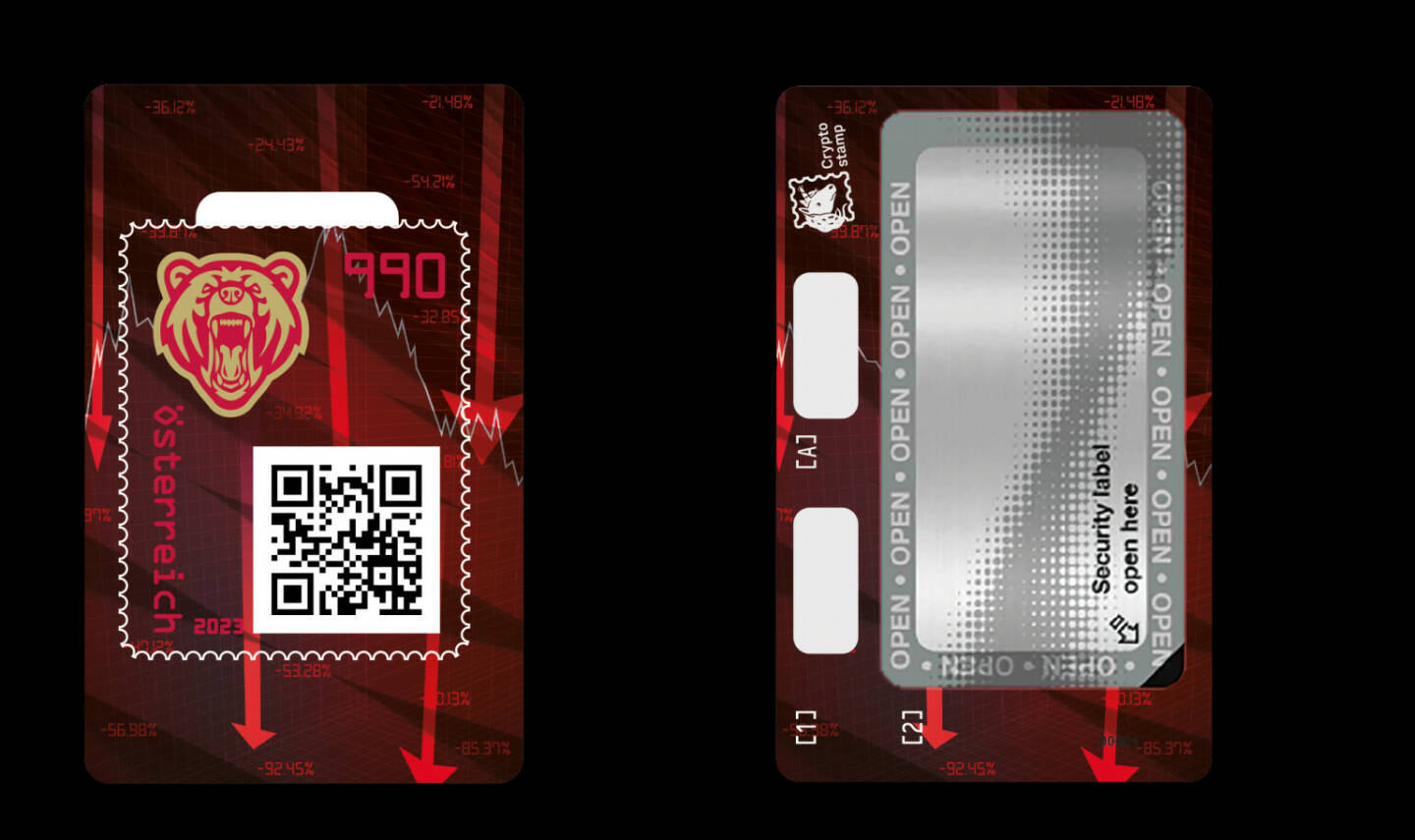 Das Motiv der neuen Crypto stamp 5.0 zeigt den brüllenden Bären (© Österreichische Post AG)