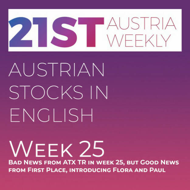 https://open.spotify.com/episode/624nppENEgW32LNHzuPAqF
Austrian Stocks in English: Bad News from ATX TR in week 25, but Good News from First Place, introducing Flora and Paul - <p>Welcome  to &#34;Austrian Stocks in English - presented by Palfinger&#34;, the english spoken weekly Summary for the Austrian Stock Market,  positioned every Sunday in the mostly german languaged Podcast &#34;Audio-CD.at Indie Podcasts&#34;- Wiener Börse, Sport Musik und Mehr“ .<br/><br/>The following script is based on our 21st Austria weekly and week 25 was bad week for ATX TR, which lost nearly 4 percent to 6730 points, AT&amp;S and Valneva gained. <br/><br/>But I have good news also: First place, the new subscription tool of the Vienna Stock Exchange gives private investors the opportunity to participate in the issuance of shares, bonds or certificates before the first trading day. Lets hear the audio track from a new Youtube Video introducing Flora and Paul, the link you&#39;ll find in the Shownotes. More information: <a href=https://www.wienerborse.at/en/listing/firstplace/ target=_blank>https://www.wienerborse.at/en/listing/firstplace/</a> <br/><br/>News came from Rosenbauer, CA Immo, Lenzing, EPH, Strabag, Andritz (4), Immofinanz, Mayr-Melnhof, OMV, Valneva, Porr, Post and FACC, spoken by the absolutely smart Alison.<br/><br/><a href=https://boerse-social.com/21staustria target=_blank>https://boerse-social.com/21staustria</a><br/><br/>Please rate my Podcast on Apple Podcasts (or Spotify): <a href=https://podcasts.apple.com/at/podcast/audio-cd-at-indie-podcasts-wiener-boerse-sport-musik-und-mehr/id1484919130 target=_blank>https://podcasts.apple.com/at/podcast/audio-cd-at-indie-podcasts-wiener-boerse-sport-musik-und-mehr/id1484919130</a> .And please spread the word : <a href=https://www.boerse-social.com/21staustria target=_blank>https://www.boerse-social.com/21staustria</a> - the address to subscribe to the weekly summary as a PDF.</p> (25.06.2023) 