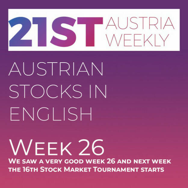 https://open.spotify.com/episode/3VbeKp6oUMC0DDdHh1B99f
Austrian Stocks in English: We saw a very good week 26 and next week the 16th Stock Market Tournament starts - <p>Welcome  to &#34;Austrian Stocks in English - presented by Palfinger&#34;, the english spoken weekly Summary for the Austrian Stock Market,  positioned every Sunday in the mostly german languaged Podcast &#34;Audio-CD.at Indie Podcasts&#34;- Wiener Börse, Sport Musik und Mehr“ .<br/><br/>The following script is based on our 21st Austria weekly and week 26 was a strong week, the ATX TR went up 3,23% to 6.947,91 points, . Year-to-date the ATX TR is now plus 5,32%. Next week the 16th Stock Market Tournament starts and this Tournament is presented by IRW Press and the defending Champion VIG. <br/><br/>News came from Andritz (3), Verbund, CA Immo (2), S Immo (2), Zumtobel, Verbund and FACC, spoken by the absolutely smart Alison.<br/><br/><a href=http://www.boerse-social.com/tournament target=_blank>http://www.boerse-social.com/tournament</a><br/><br/><a href=https://boerse-social.com/21staustria target=_blank>https://boerse-social.com/21staustria</a><br/><br/>Please rate my Podcast on Apple Podcasts (or Spotify): <a href=https://podcasts.apple.com/at/podcast/audio-cd-at-indie-podcasts-wiener-boerse-sport-musik-und-mehr/id1484919130 target=_blank>https://podcasts.apple.com/at/podcast/audio-cd-at-indie-podcasts-wiener-boerse-sport-musik-und-mehr/id1484919130</a> .And please spread the word : <a href=https://www.boerse-social.com/21staustria target=_blank>https://www.boerse-social.com/21staustria</a> - the address to subscribe to the weekly summary as a PDF.</p> (02.07.2023) 