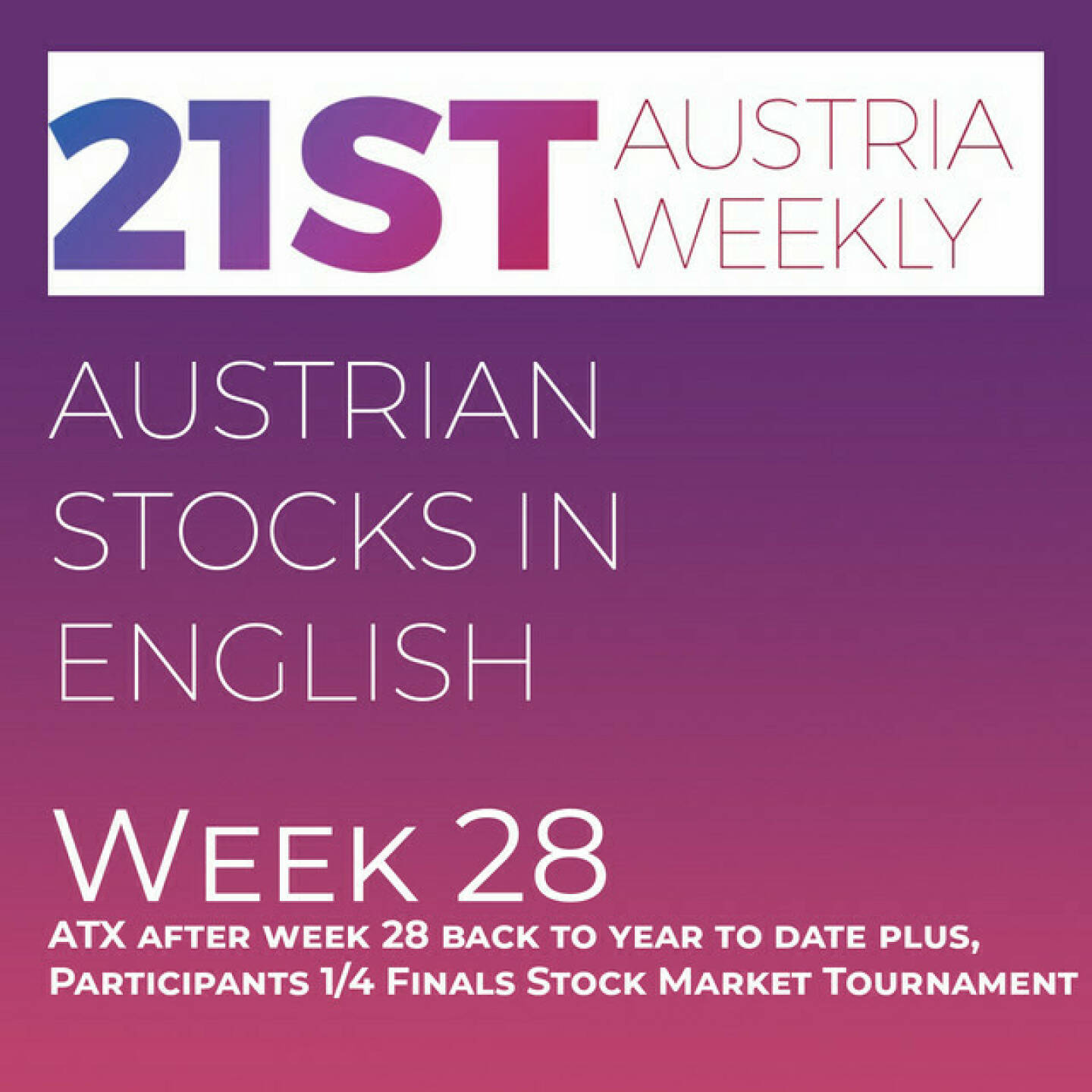 https://open.spotify.com/episode/34uL3em6H7Da9ddYqcLalb
Austrian Stocks in English: ATX after week 28 back to year to date plus, Participants 1/4 Finals Stock Market Tournament - <p>Welcome  to "Austrian Stocks in English - presented by Palfinger", the english spoken weekly Summary for the Austrian Stock Market,  positioned every Sunday in the mostly german languaged Podcast "Audio-CD.at Indie Podcasts"- Wiener B&ouml;rse, Sport Musik und Mehr&ldquo; .<br/><br/>The following script is based on our 21st Austria weekly and week 28 was a good week for ATX TR which gained 1,88 percent to 6.988,24, ATX is now also back in year to date plus territory. <br/><br/>The Quarterfinals of our 16th Stock Market Tournament next week are Immofinanz vs. RBI, Zumtobel vs. Kontron, CA Immo vs. Frequentis an S Immo vs. Do&amp;Co. <br/><br/>News came from OMV, RHI Magnesita, Andritz, S Immo/Immofinanz, voestalpine, A1 Telekom Austria, Agrana, Marinomed, Vienna Airport, Palfinger, Porr and OMV.<br/><br/><a href=http://www.boerse-social.com/tournament target=_blank>http://www.boerse-social.com/tournament</a><br/><br/><a href=https://boerse-social.com/21staustria target=_blank>https://boerse-social.com/21staustria</a><br/><br/>Please rate my Podcast on Apple Podcasts (or Spotify): <a href=https://podcasts.apple.com/at/podcast/audio-cd-at-indie-podcasts-wiener-boerse-sport-musik-und-mehr/id1484919130 target=_blank>https://podcasts.apple.com/at/podcast/audio-cd-at-indie-podcasts-wiener-boerse-sport-musik-und-mehr/id1484919130</a> .And please spread the word : <a href=https://www.boerse-social.com/21staustria target=_blank>https://www.boerse-social.com/21staustria</a> - the address to subscribe to the weekly summary as a PDF.</p>