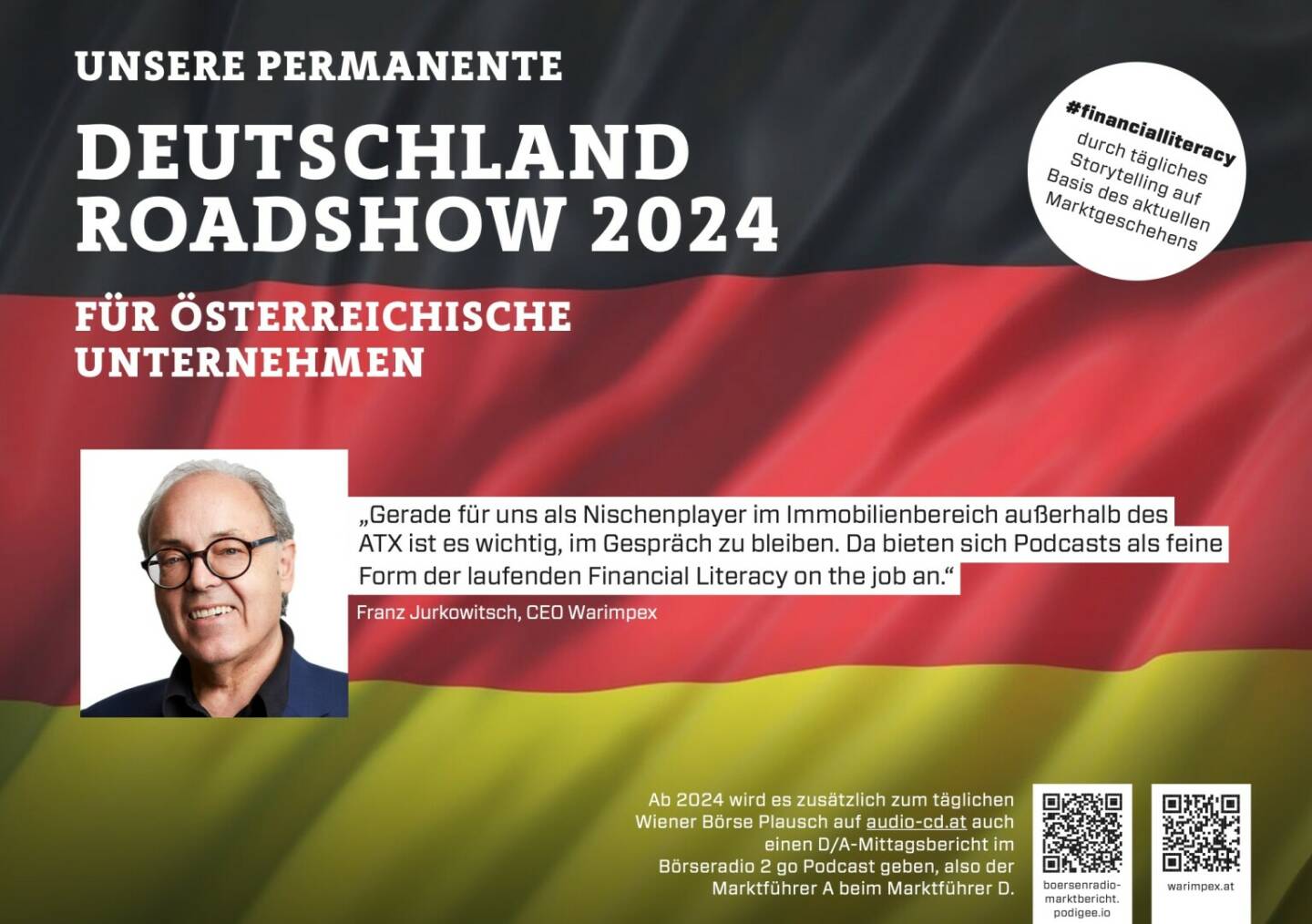 Franz Jurkowitsch mit Warimpex 2024 mit uns auf Deutschlandroadshow für https://boersenradio-marktbericht.podigee.io