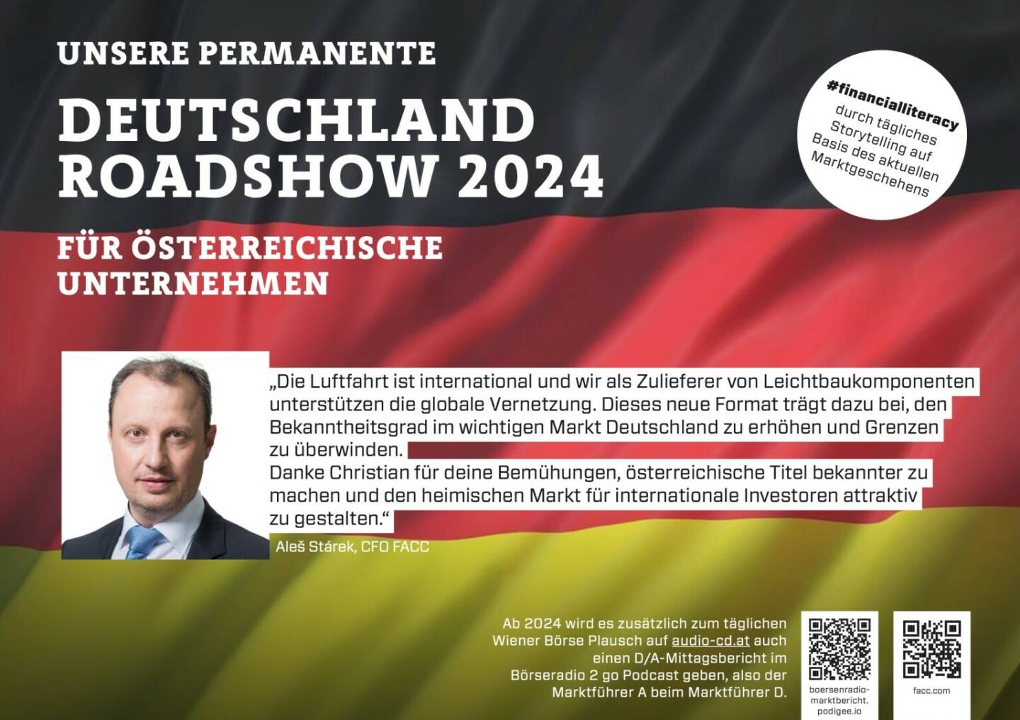 Aleš Stárek mit FACC 2024 mit uns auf Deutschlandroadshow für https://boersenradio-marktbericht.podigee.io