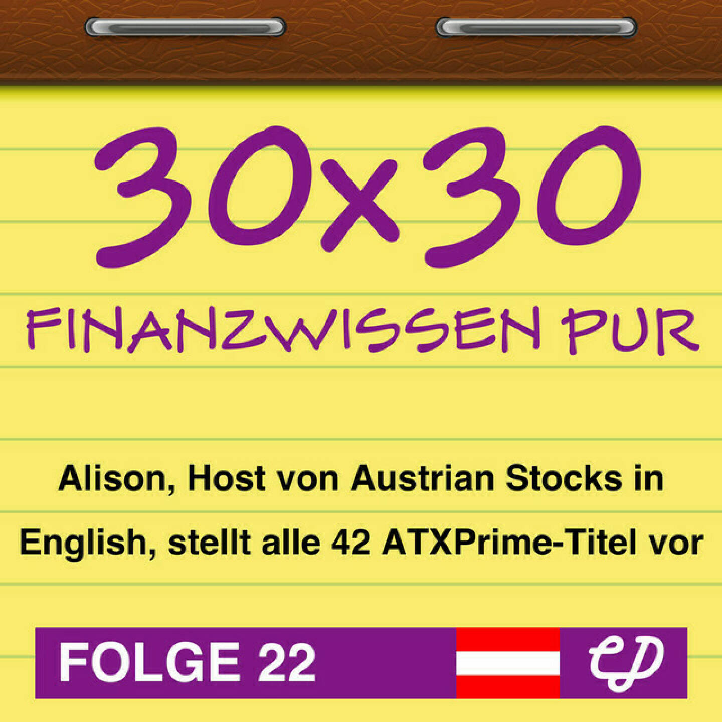 https://open.spotify.com/episode/59xuigvQZFVFDfGQOCgZex
30x30 Finanzwissen pur, Folge 22: Alison, Host von Austrian Stocks in English, stellt alle 42 ATXPrime-Titel vor - <p>In Folge 22 geht es um die 42 wichtigsten Titel an der Wiener Börse, zusammengefasst im ATX Prime. Sprecherin der Folge ist meine absolut smarte Kollegin Alison, die auch jeden Sonntag für&#34;Austrian Stocks in English - presented by Palfinger, the english spoken weekly Summary for the Austrian Stock Market&#34; unsere 21st Austria Weekly Zusammenfassung als audio-cd.at-Podcast aufbereitet. Reinhören, wenn man die wichtigsten 42 Austrian Stocks in englischer Sprache vorgestellt bekommen will.<br/><br/><a href=https://boerse-social.com/21staustria target=_blank>https://boerse-social.com/21staustria</a><br/><br/><a href=https://www.audio-cd.at/search/austrian%20stocks%20in%20english target=_blank>https://www.audio-cd.at/search/austrian%20stocks%20in%20english</a><br/><br/><a href=https://www.wienerborse.at/indizes/aktuelle-indexwerte/uebersicht/?ISIN&#61;AT0000999925&amp;ID_NOTATION&#61;4558546&amp;cHash&#61;2df32edbb87e3290f9741880ad2d2988 target=_blank>https://www.wienerborse.at/indizes/aktuelle-indexwerte/uebersicht/?ISIN&#61;AT0000999925&amp;ID_NOTATION&#61;4558546&amp;cHash&#61;2df32edbb87e3290f9741880ad2d2988</a><br/><br/>About: 30x30 Finanzwissen pur ist die aufbauende Börse-EinsteigerInnen-Serie für Österreich. Host Christian Drastil mixt dafür Aktiensparen und -investments mit Home Bias. Gesendet wird auf audio-cd.at von Woche 23/2023 bis Woche 52/2023 jeden &#34;Thank God it&#96;s Monday&#34; um 18 Uhr, 30 Folgen a 30 Minuten. Es wird hier unabhängig vom Tagesgeschehen produziert, ein späterer Einstieg ist immer möglich, chronologisches Hören der Folgen wird empfohlen. <br/><br/>Supporter von &#34;30x30&#34; sind Uniqa, dad.at, Rosinger Group, Immofinanz, Do&amp;Co, Addiko Bank VAS; ÖPWZ Finanzlehrgänge, EXAA und FH St.Pölten, sowie inhaltlich auch FMA, Wifi Wien und Neos Lab. <br/><br/>Den Jingle habe ich mit der Opernsängerin Ruzanna Ananyan aufgenommen. Bewertungen bei Apple (oder auch Spotify) machen mir Freude: <a href=https://podcasts.apple.com/at/podcast/audio-cd-at-indie-podcasts-wiener-boerse-sport-musik-und-mehr/id1484919130 target=_blank>https://podcasts.apple.com/at/podcast/audio-cd-at-indie-podcasts-wiener-boerse-sport-musik-und-mehr/id1484919130</a> .<br/><br/>Risikohinweis: Die hier veröffentlichten Gedanken sind weder als Empfehlung noch als ein Angebot oder eine Aufforderung zum An- oder Verkauf von Finanzinstrumenten zu verstehen und sollen auch nicht so verstanden werden. Sie stellen lediglich die persönliche Meinung der Podcastmacher dar. Der Handel mit Finanzprodukten unterliegt einem Risiko. Sie können Ihr eingesetztes Kapital verlieren. Und: Bewertungen bei Apple (oder auch Spotify) machen mir Freude:  <a href=https://podcasts.apple.com/at/podcast/audio-cd-at-indie-podcasts-wiener-boerse-sport-musik-und-mehr/id1484919130 target=_blank>https://podcasts.apple.com/at/podcast/audio-cd-at-indie-podcasts-wiener-boerse-sport-musik-und-mehr/id1484919130</a> .</p>