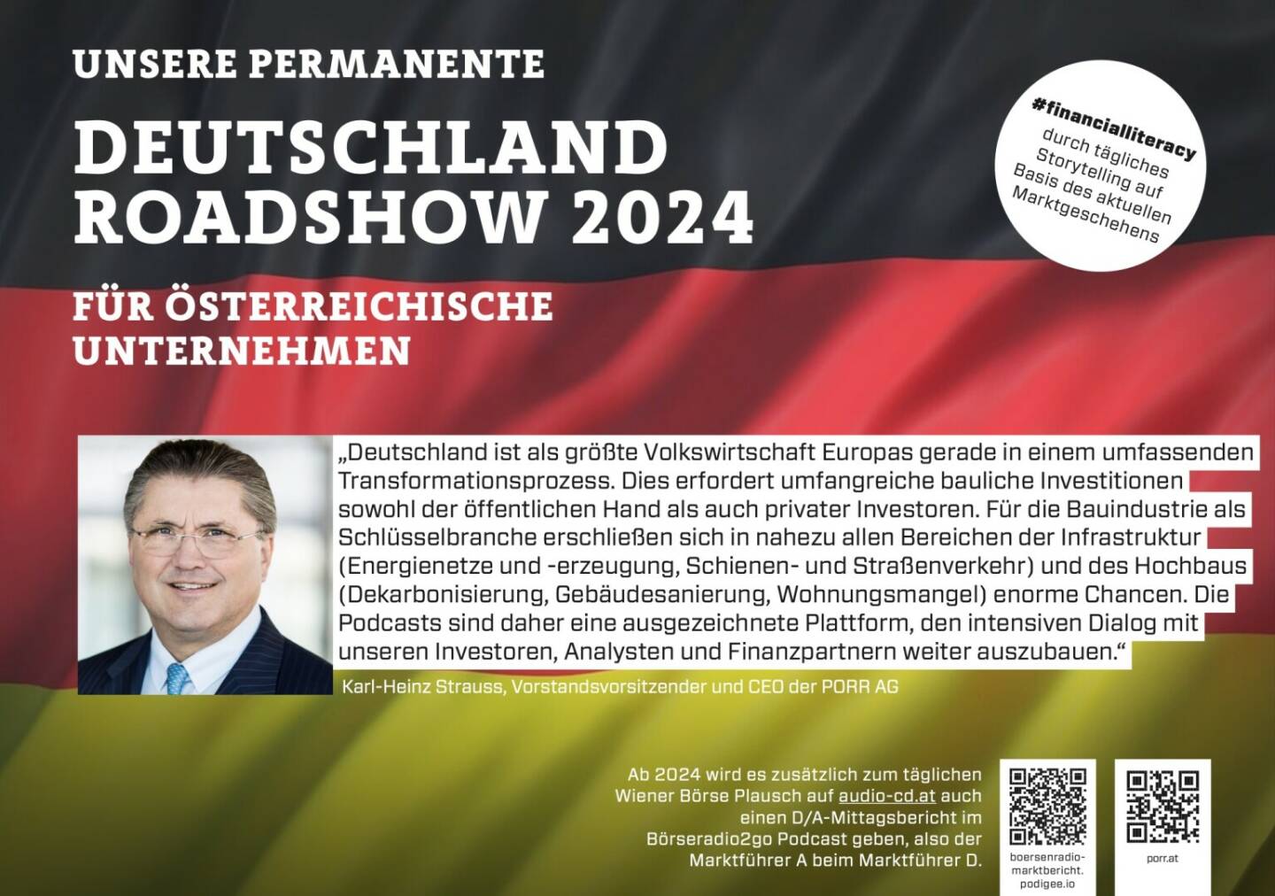Karl-Heinz Strauss mit der Porr 2024 mit uns auf Deutschlandroadshow für https://boersenradio-marktbericht.podigee.io