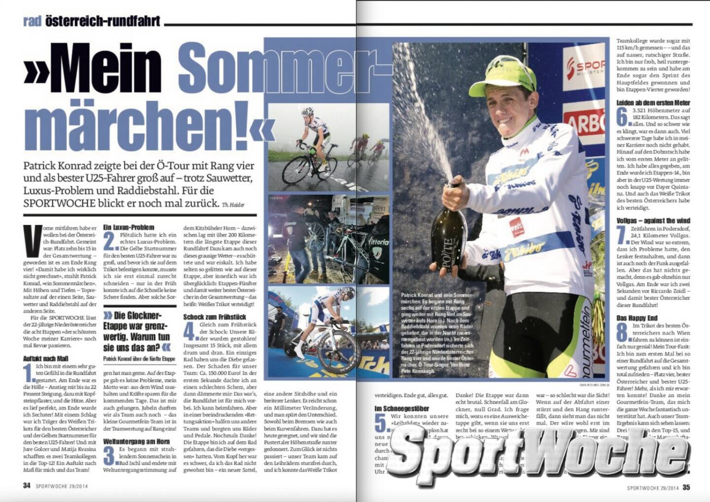 NÖ Kalender der SportWoche, Tag 21: Patrick Konrad ist mehrfacher NÖ Sportler des Jahres, war 2019 und 2021 Österreichischer Radsportler des Jahres, mehrfacher Österreichischer Meister und auf den grossen Rundfahrten der Welt auffälliger Akteur. Vater Wolfgang Konrad  (wurde von uns mit dem Business Athlete Award) ausgezeichnet ist Mr. VCM. 