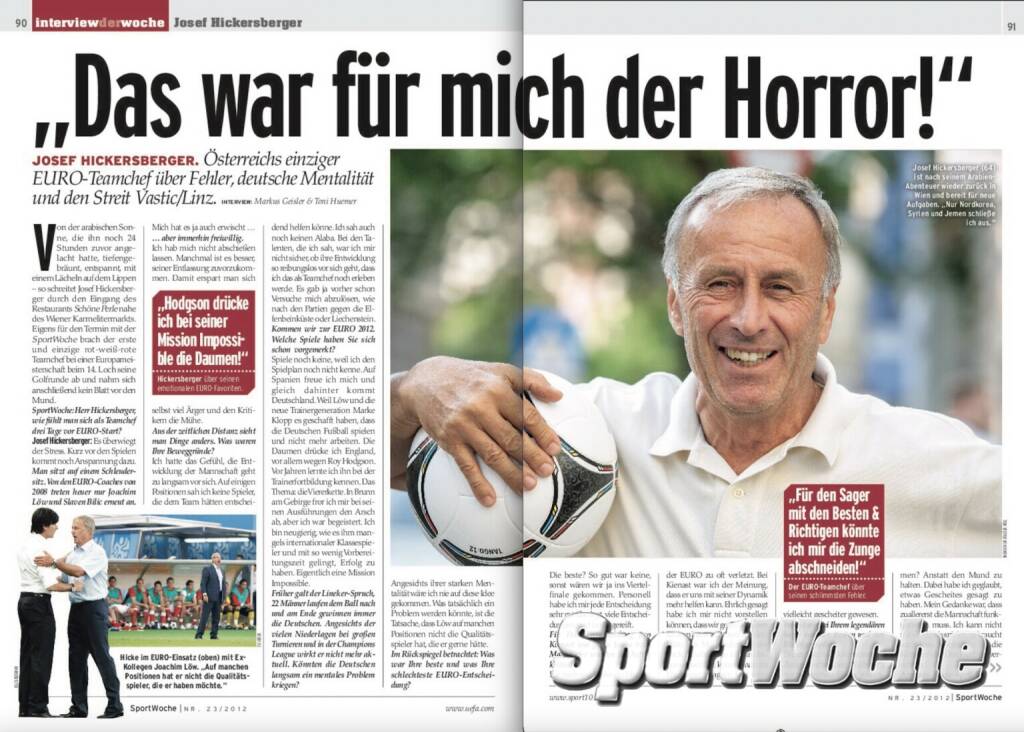 NÖ Kalender der SportWoche, Tag 22: Josef Hickersberger war NÖ-Sportler	des Jahres, 3 × Österreichischer Meister:  (2x Austria Wien, 1x Rapid), 	,	39 Länderspiele und fünf Tore für die Österreichische Nationalmannschaft von 1968 bis 1978, 1 × Teilnahme an der Fußball-Weltmeisterschaft: Argentinien 1978 (7. Rang), 2x Trainer ÖFB-Team. (22.12.2023)