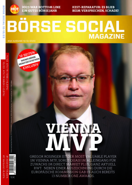Magazine #82-84 - Vienna MVP - Gregor Rosinger ist der most valuable player im Vienna MTF, sorgt quasi im Alleingang für Zuwachs im direct market plus, ganz aktuell RWT. Neben einer Auszeichnung durch die Europäische Kommission gab es auch bereits 13 number one awards. (17.01.2024) 