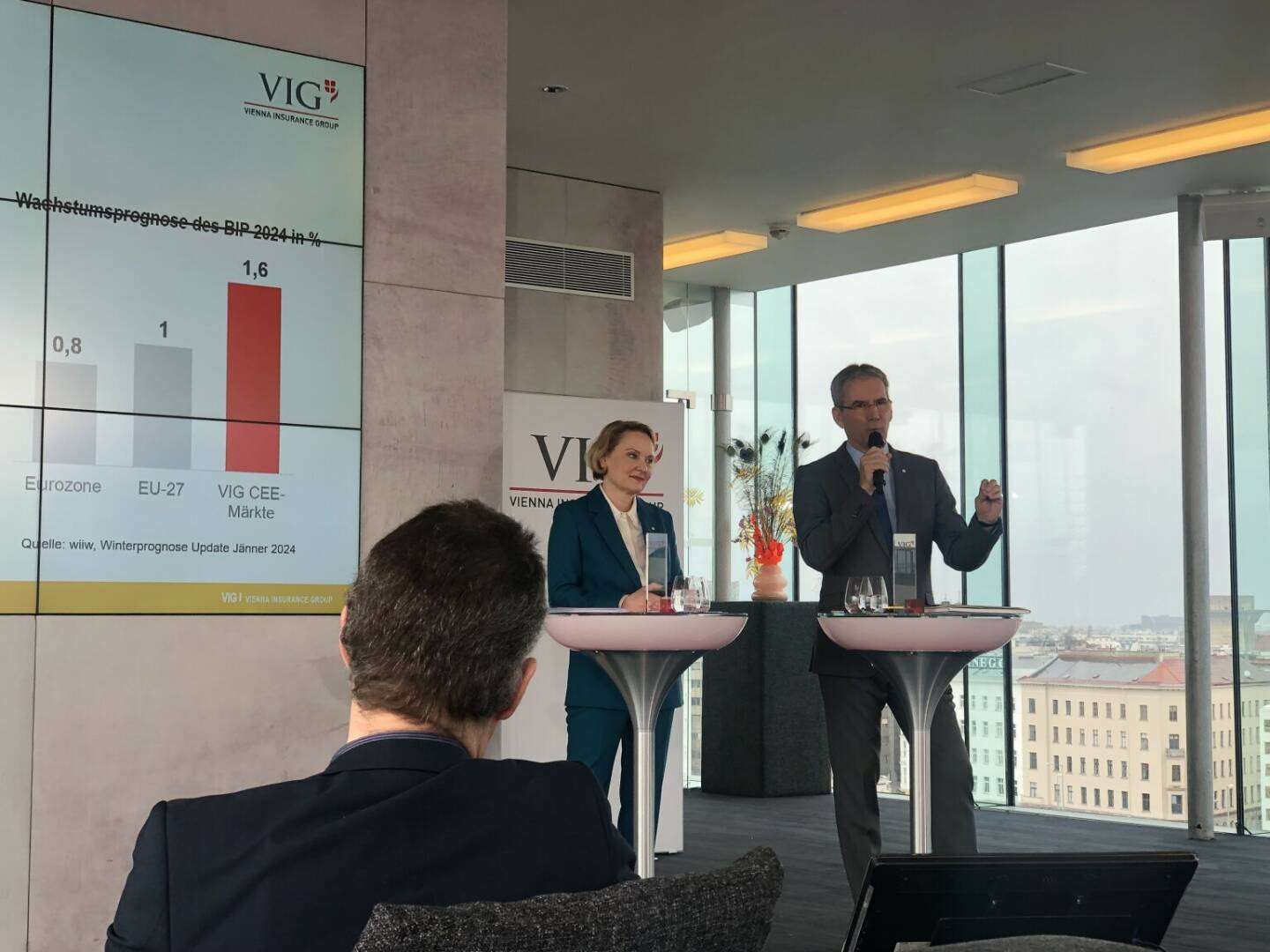 VIG-PK zu den vorläufigen Zahlen 2023: Vorstände Liane Hirner, Hartwig Löger, Foto: Börse Social